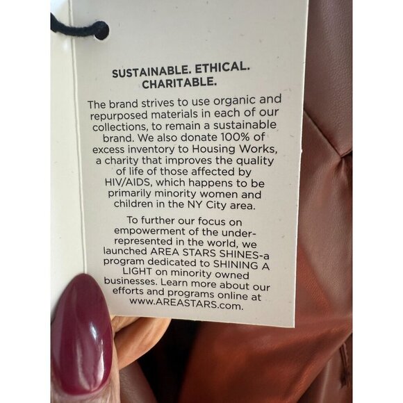 NWT Area Stars Brown Faux‎ Leather Double-Breasted Cropped Blazer Jacket - Picture 11 of 12